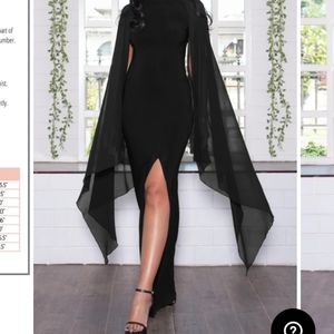 Black cap sleeve formal dress